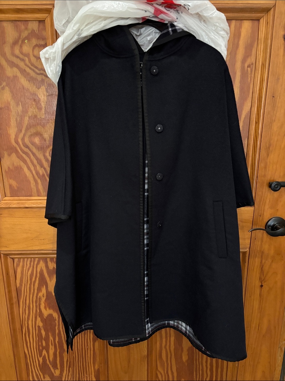 Lucky Brand navy Hooded snap closure Cape